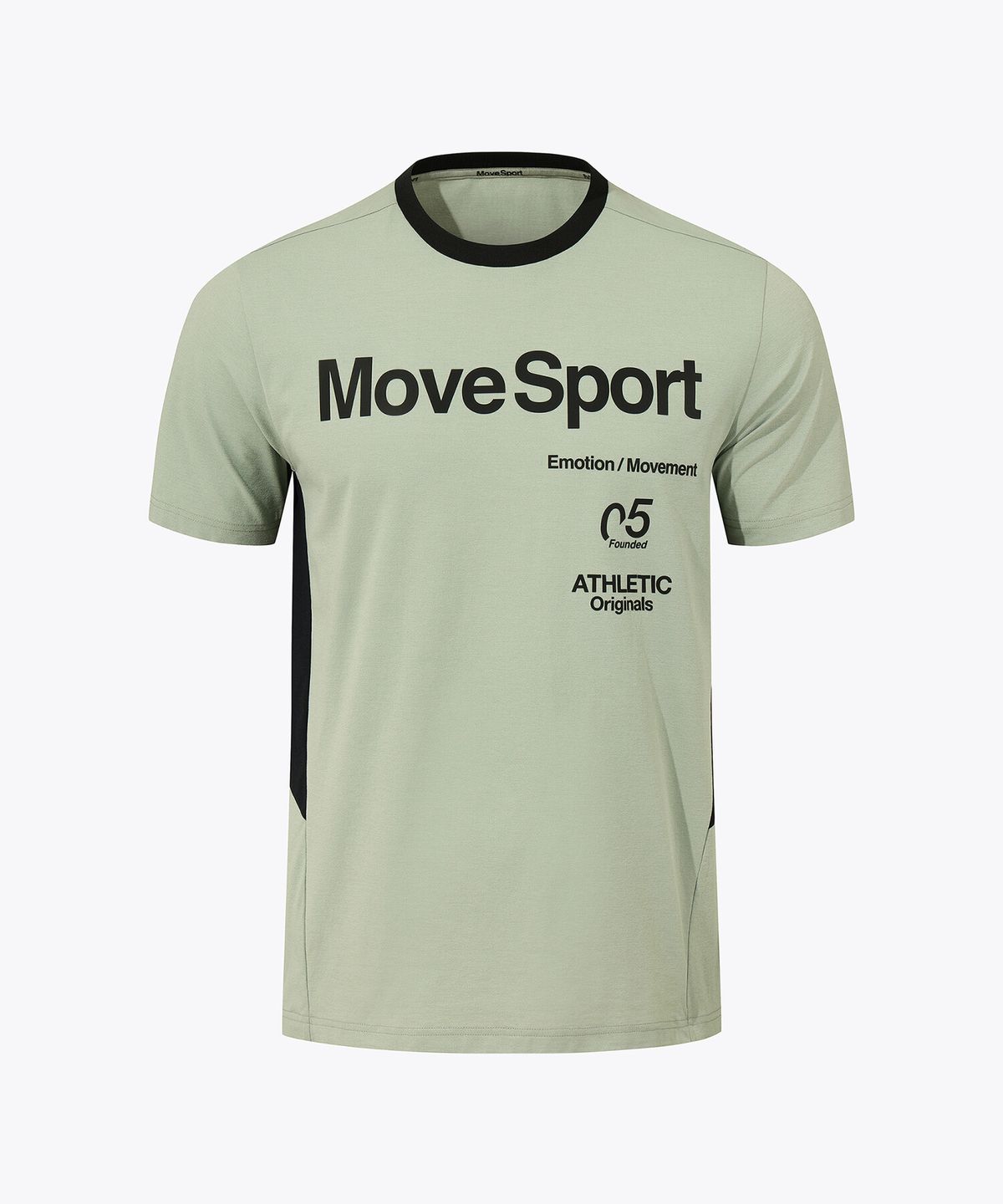 무브스포츠 바이 데상트(MOVESPORT BY DESCENTE) 워딩 그래픽 메쉬 배색 반팔 티셔츠 카키 VS121ETS13