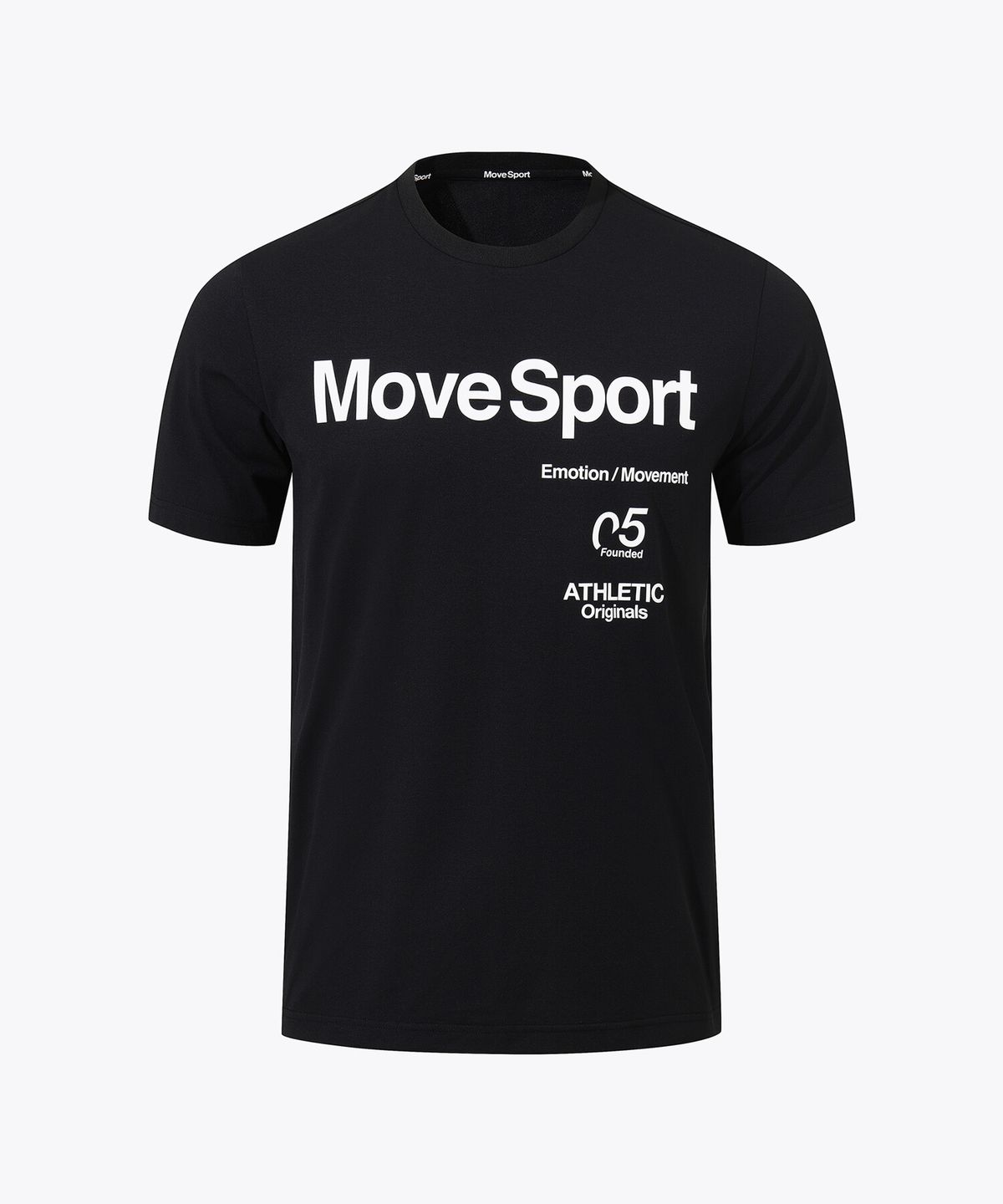 무브스포츠 바이 데상트(MOVESPORT BY DESCENTE) 워딩 그래픽 메쉬 배색 반팔 티셔츠 블랙 VS121ETS13