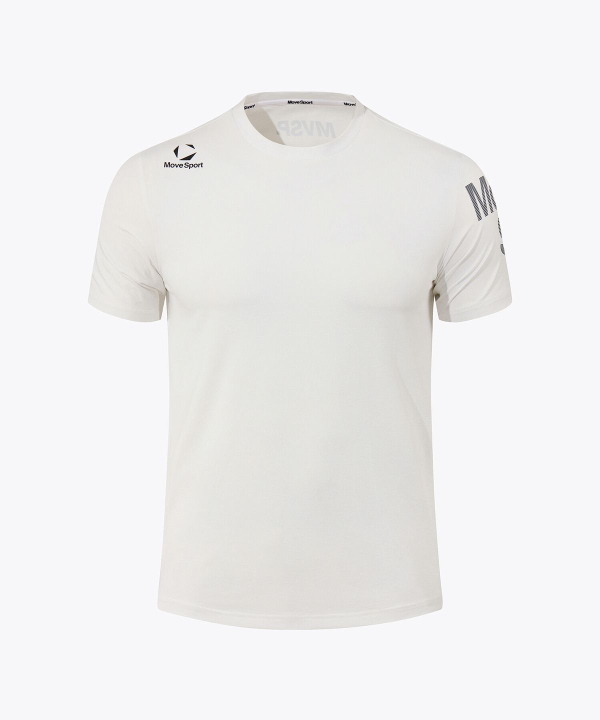 무브스포츠 바이 데상트(MOVESPORT BY DESCENTE) 숄더 워딩 그래픽 반팔 티셔츠 화이트 VS121ETS15