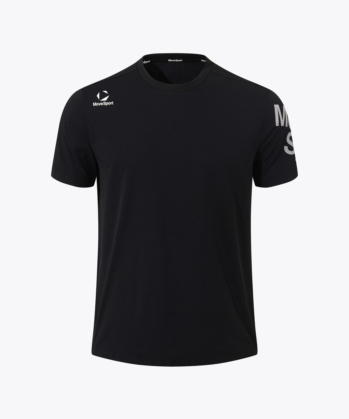 무브스포츠 바이 데상트(MOVESPORT BY DESCENTE) 숄더 워딩 그래픽 반팔 티셔츠 블랙 VS121ETS15