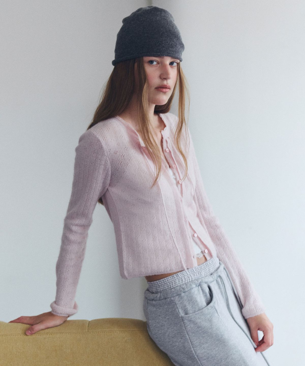 로라로라(ROLAROLA) NUBASIC SKASHI TIE CARDIGAN PINK