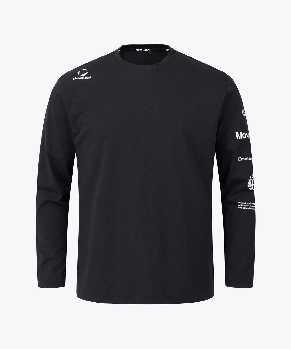 무브스포츠 바이 데상트(MOVESPORT BY DESCENTE) 워딩 그래픽 긴팔 티셔츠 블랙 VS121ETL11