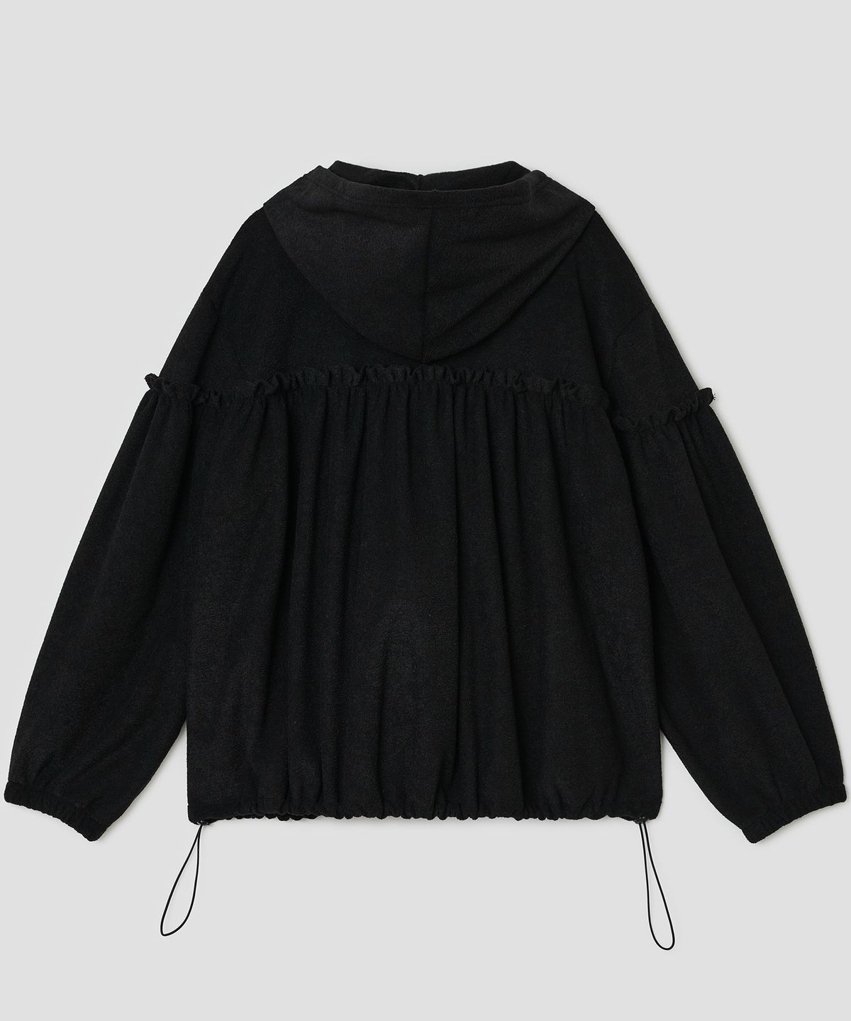 타입서비스(TYPESERVICE) Shirred Fleece Zip Hoodie [Black]