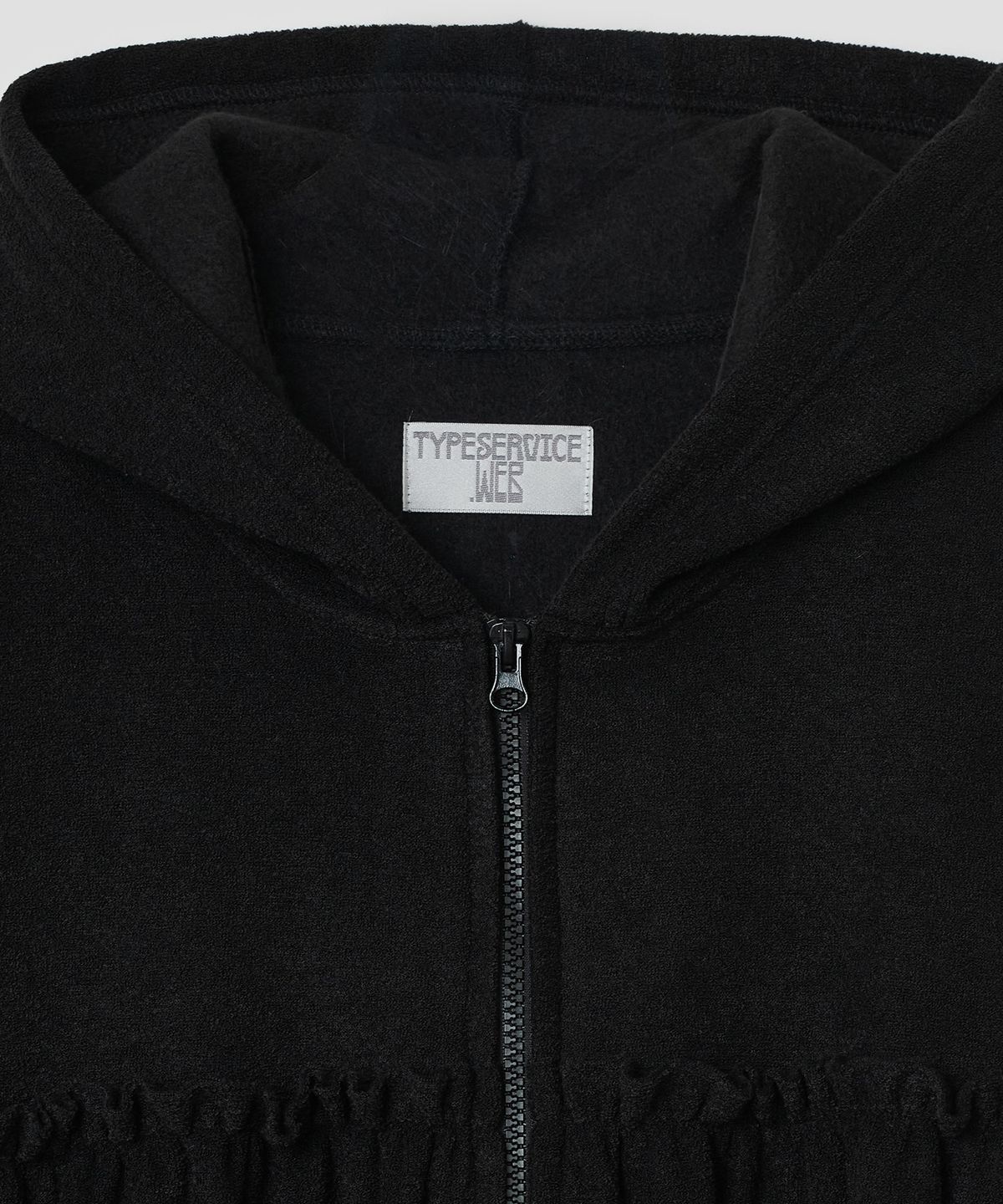 타입서비스(TYPESERVICE) Shirred Fleece Zip Hoodie [Black]