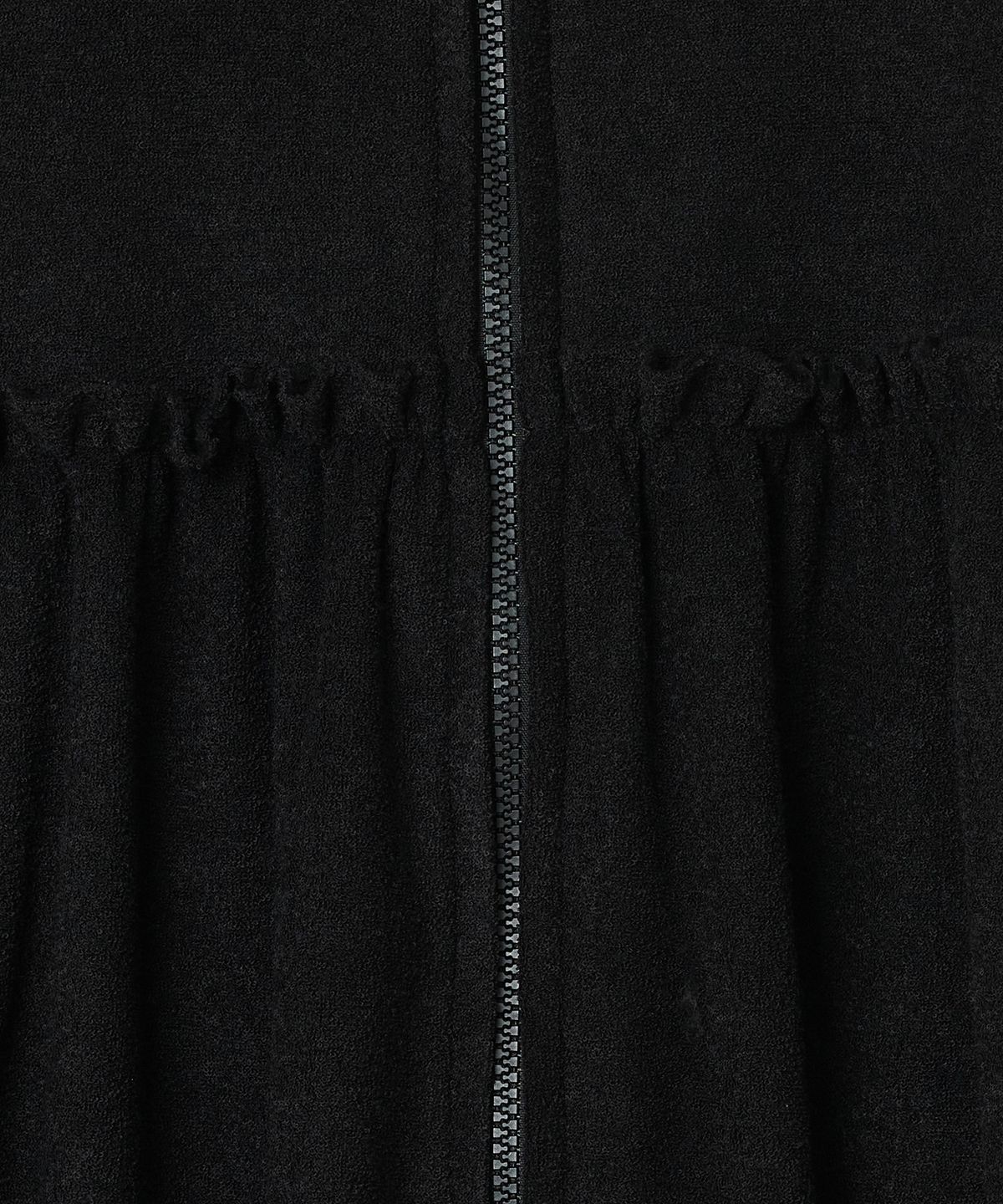타입서비스(TYPESERVICE) Shirred Fleece Zip Hoodie [Black]