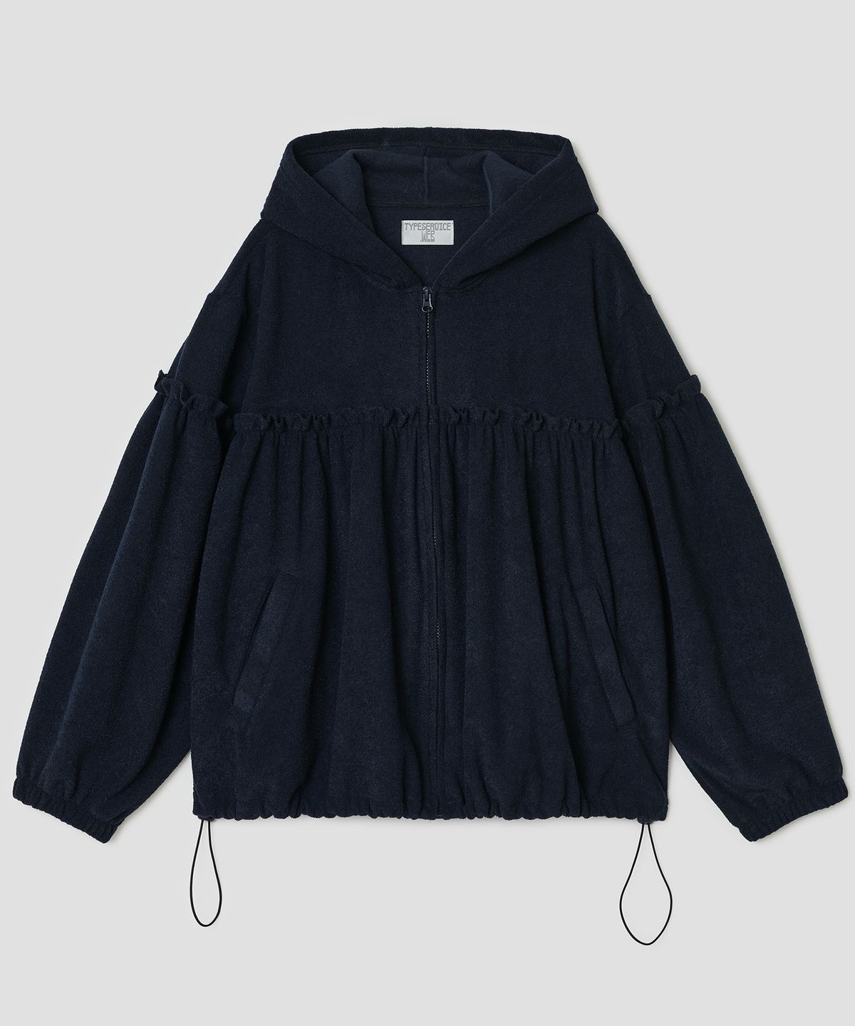 타입서비스(TYPESERVICE) Shirred Fleece Zip Hoodie [Navy]