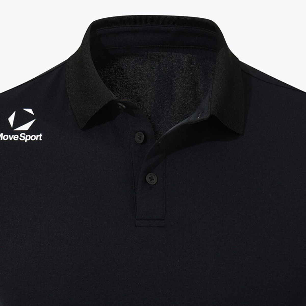 무브스포츠 바이 데상트(MOVESPORT BY DESCENTE) 워딩 그래픽 배색 폴로 반팔 티셔츠 블랙 VS121EPS12