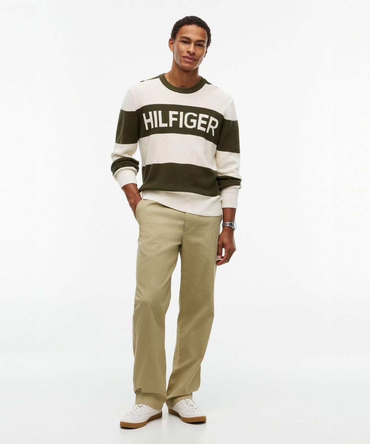 타미힐피거(TOMMY HILFIGER) 와플 코튼 그래픽 크루넥 스웨터 (T12G7KPO570MT10CD)
