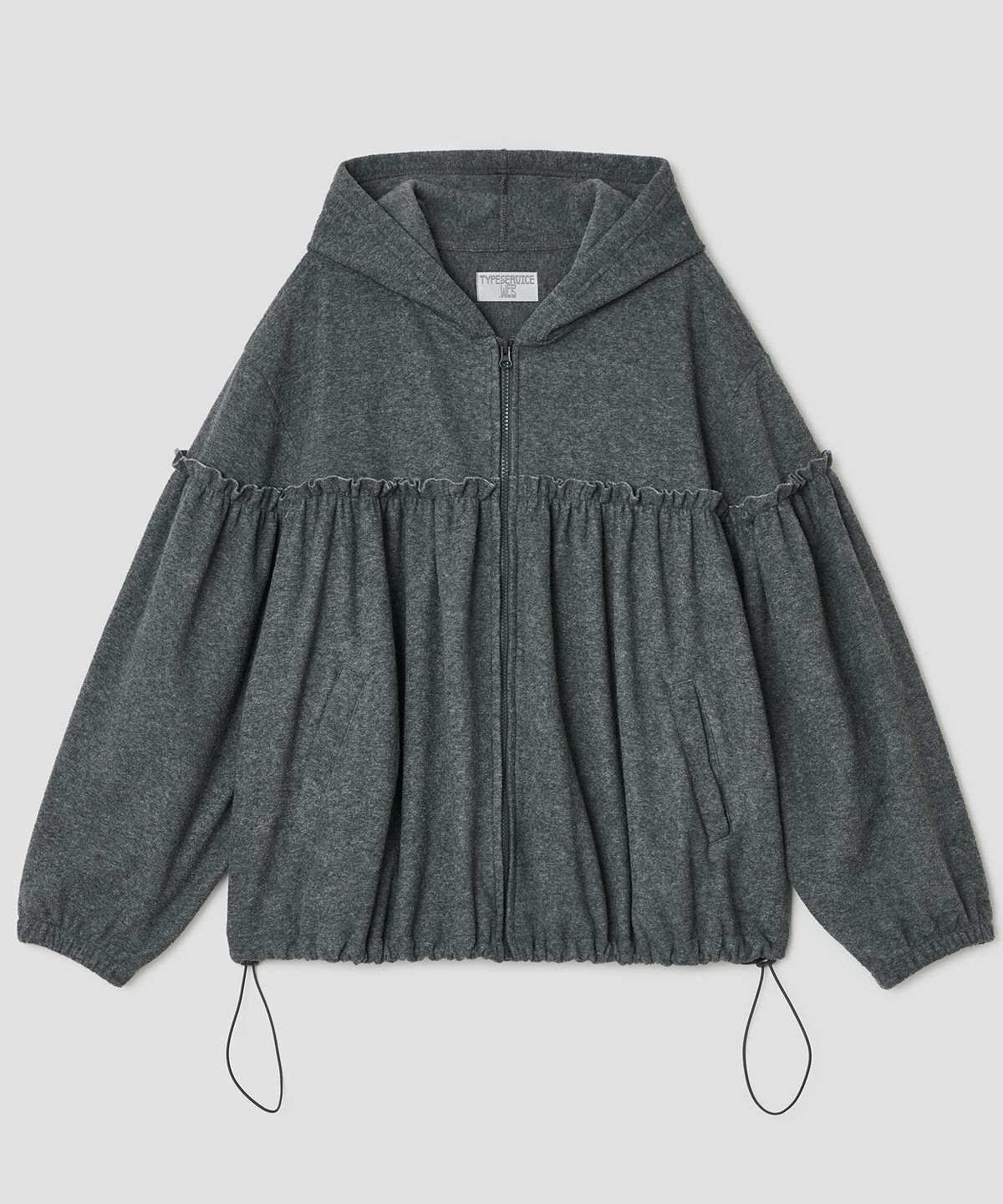 타입서비스(TYPESERVICE) Shirred Fleece Zip Hoodie [Gray]