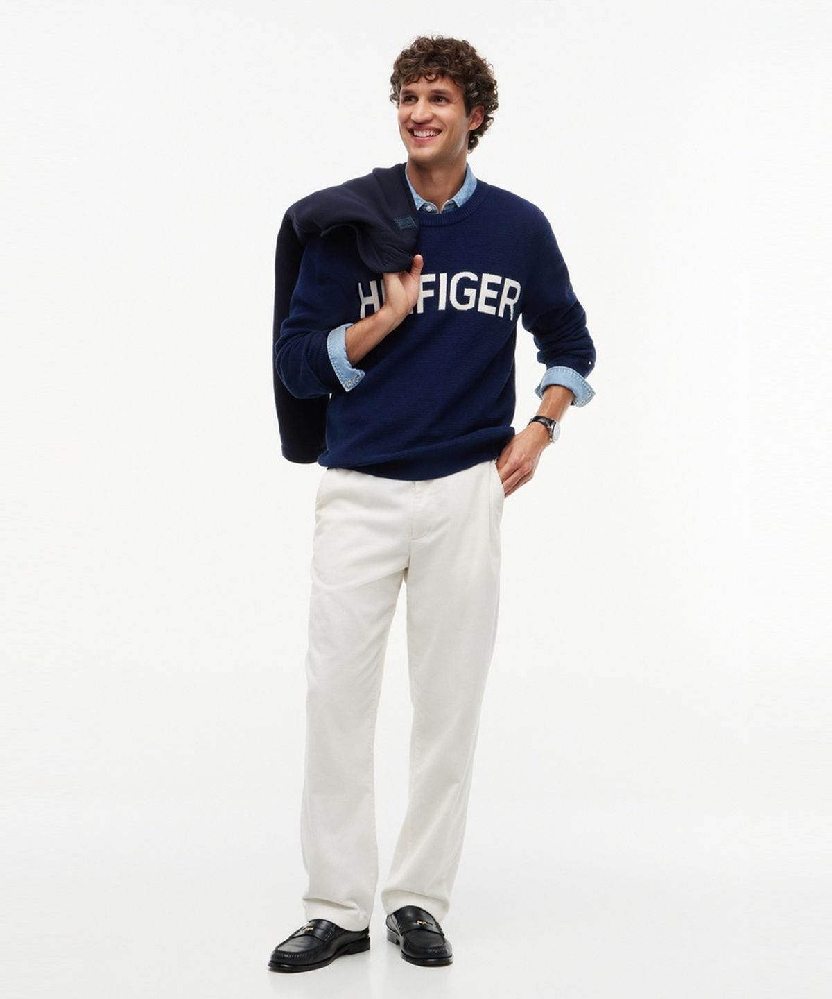 타미힐피거(TOMMY HILFIGER) 와플 코튼 그래픽 크루넥 스웨터 (T12G7KPO570MT1DCC)
