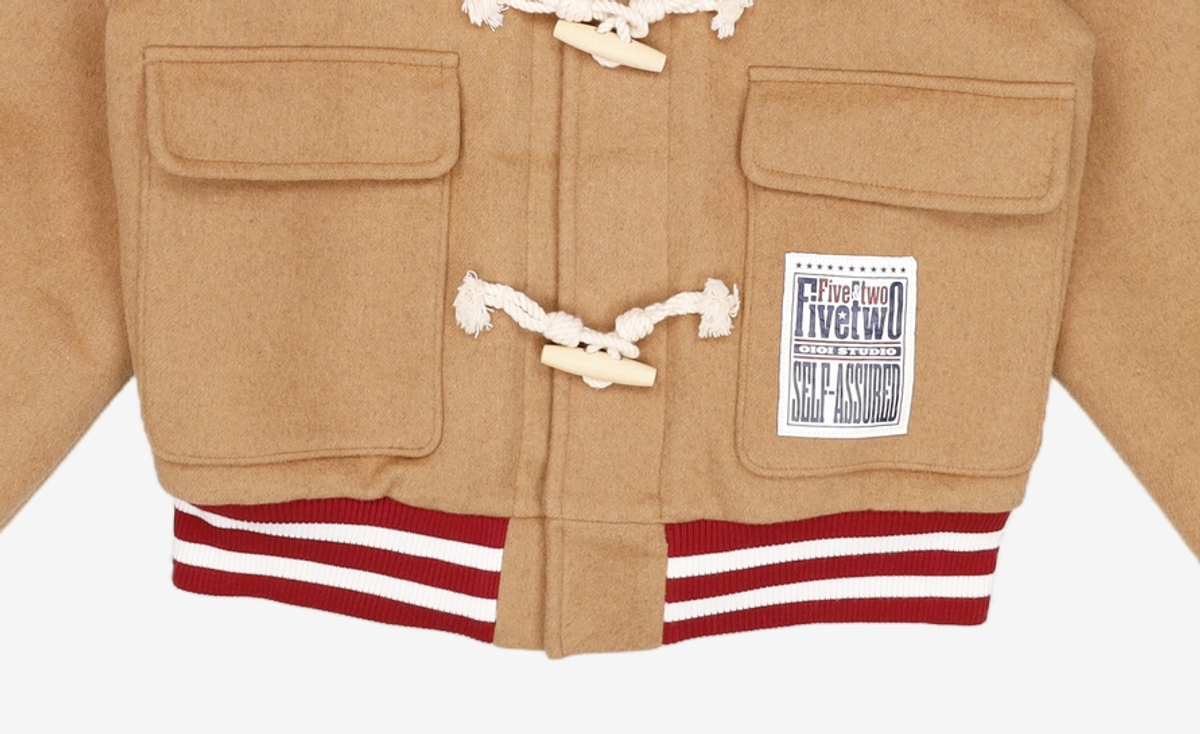 오아이오아이 컬렉션(OIOI COLLECTION) COLOR BLOCK WOOL BASEBALL JACKET [BROWN] S