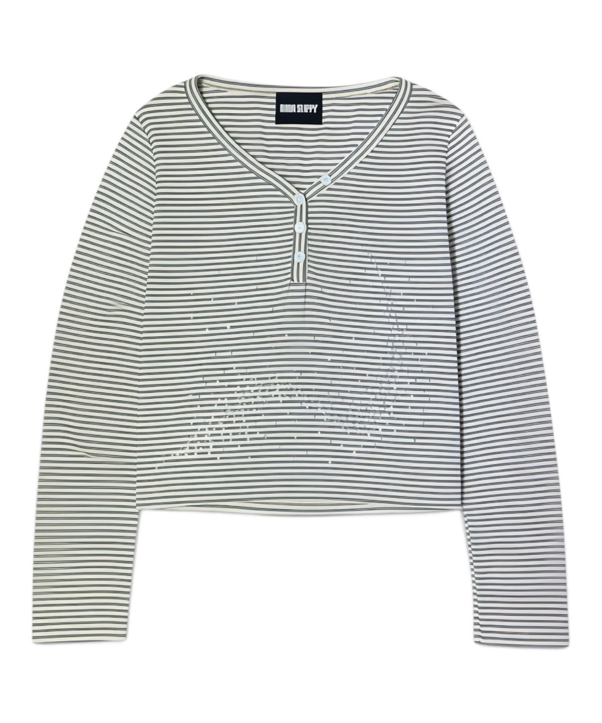 본슬리피(BORN SLIPPY) Future Wave Stripe Henley Long Sleeve Tee (Yellow)