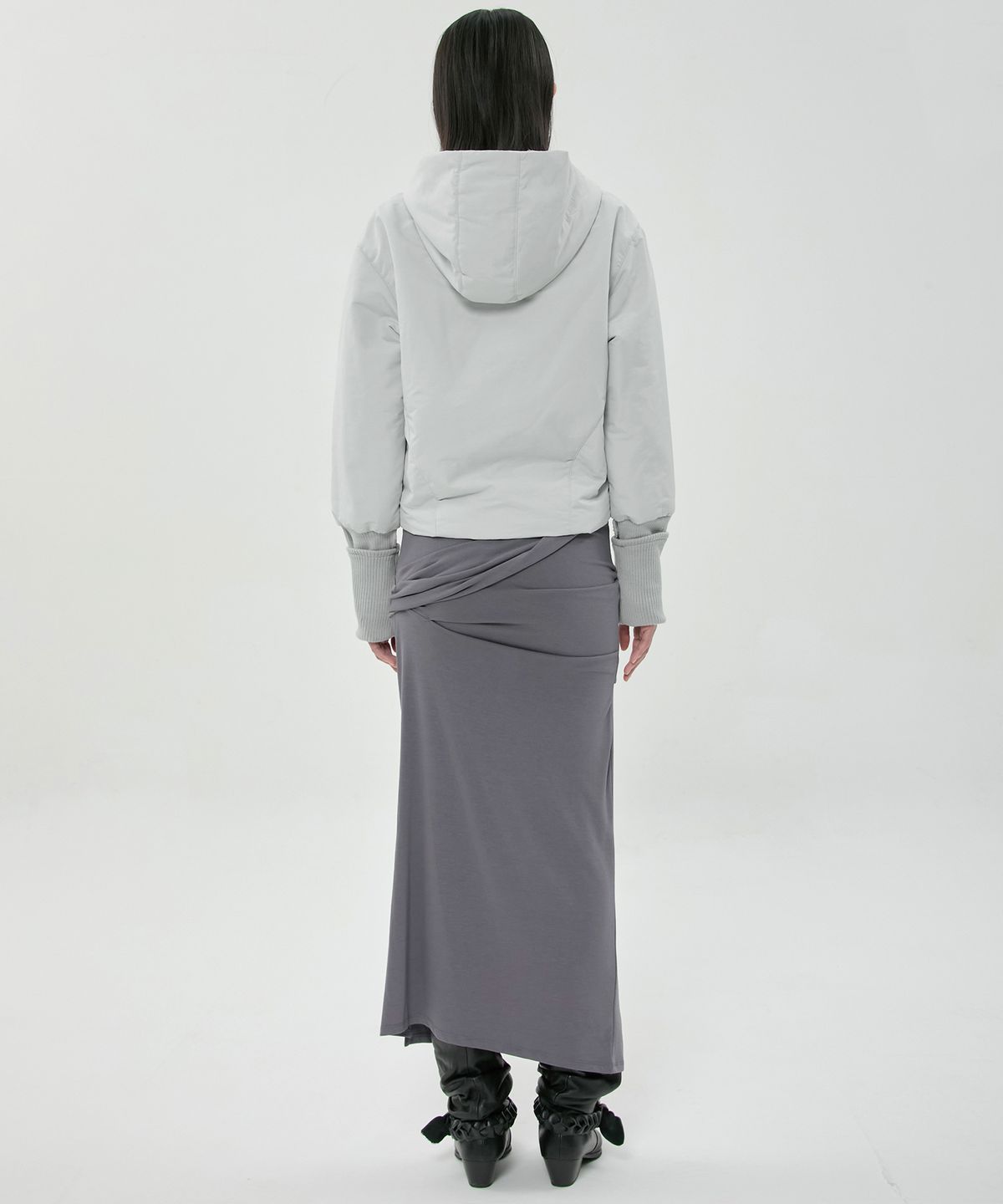 플레어업(FLAREUP) Hooded Asymmetrical Puffer Jacket (FL-053_Cloud White)