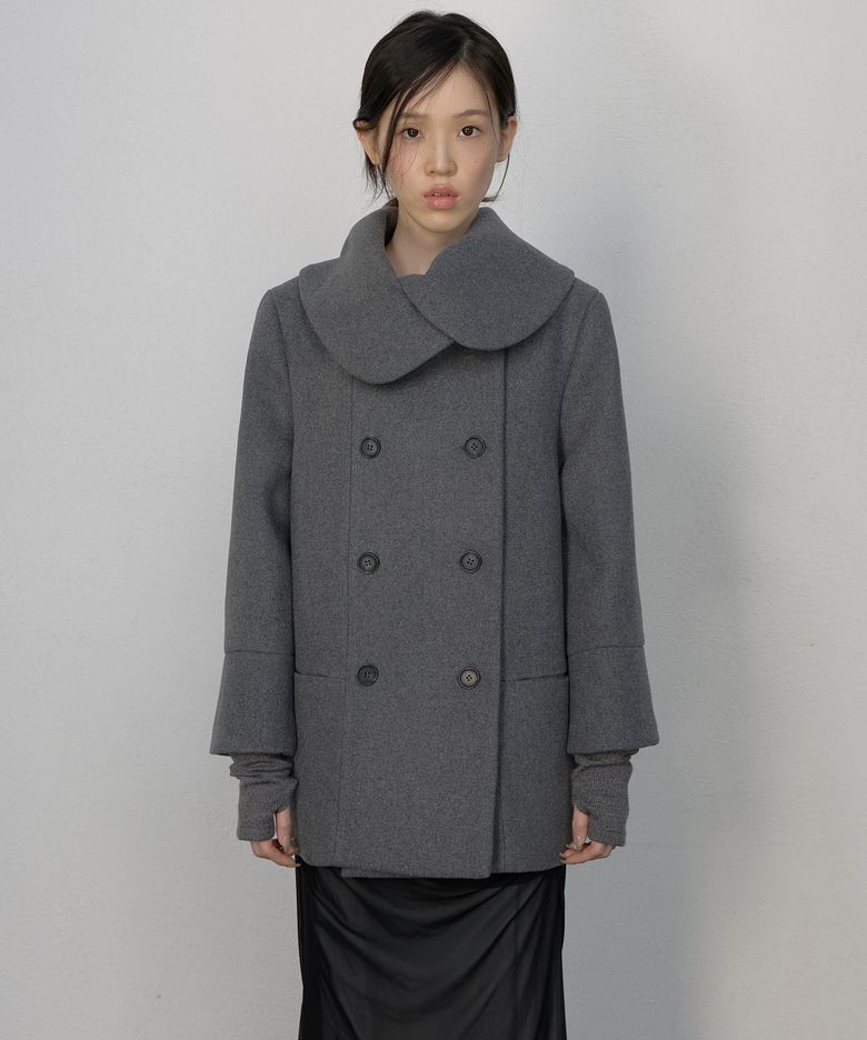 Layered Double Wool Coat (FL-060_Gray)