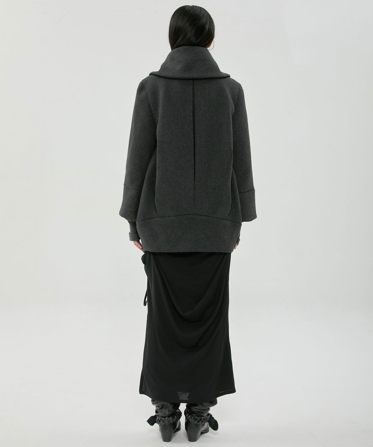 플레어업(FLAREUP) Layered Double Wool Coat (FL-060_Charcoal)