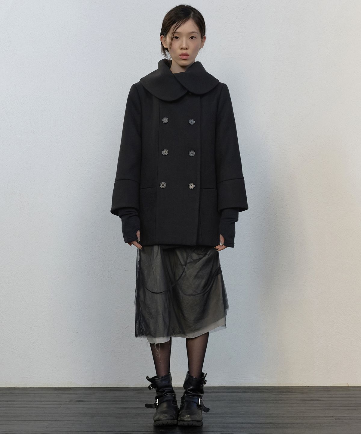 플레어업(FLAREUP) Layered Double Wool Coat (FL-060_Black)