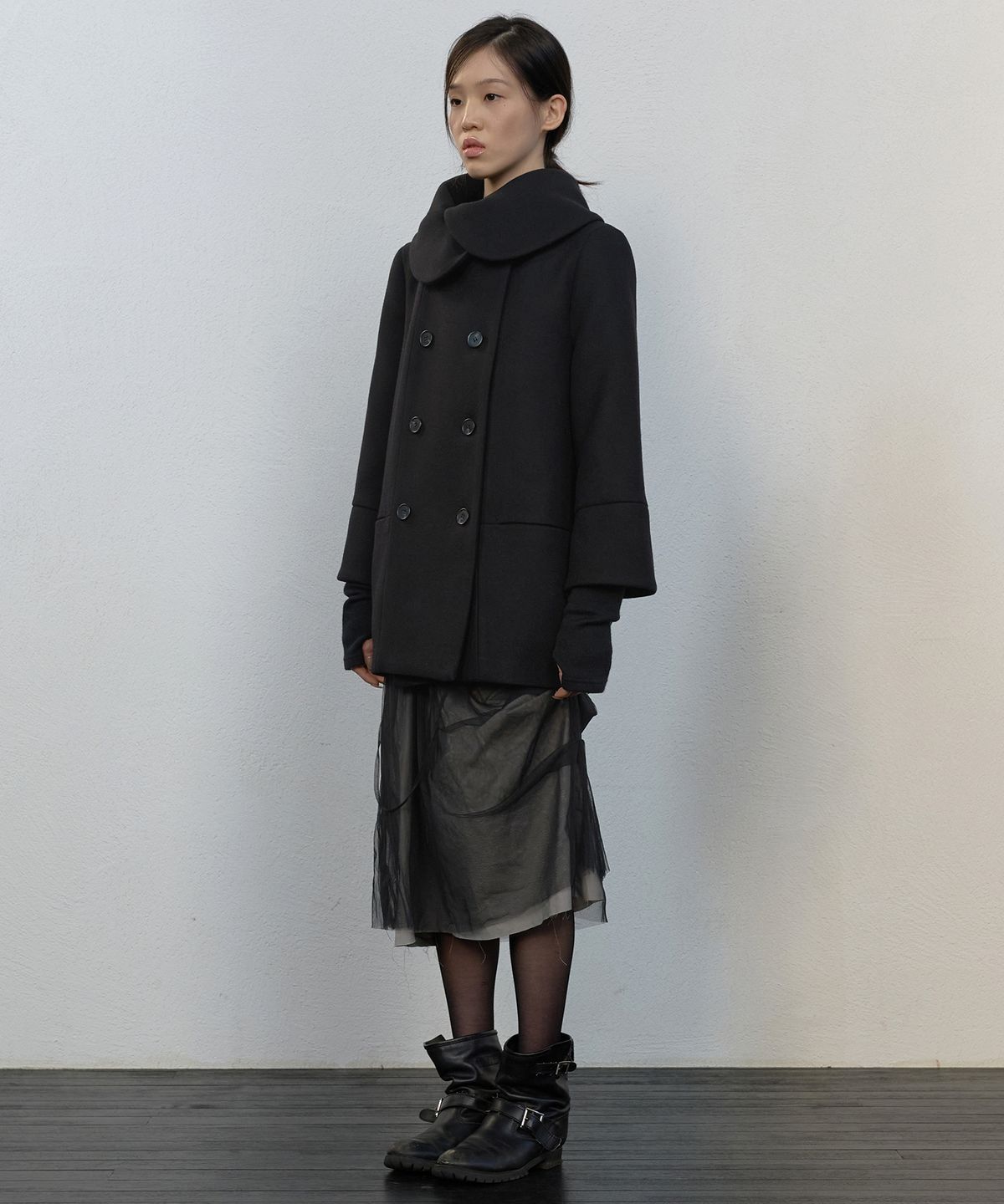 플레어업(FLAREUP) Layered Double Wool Coat (FL-060_Black)