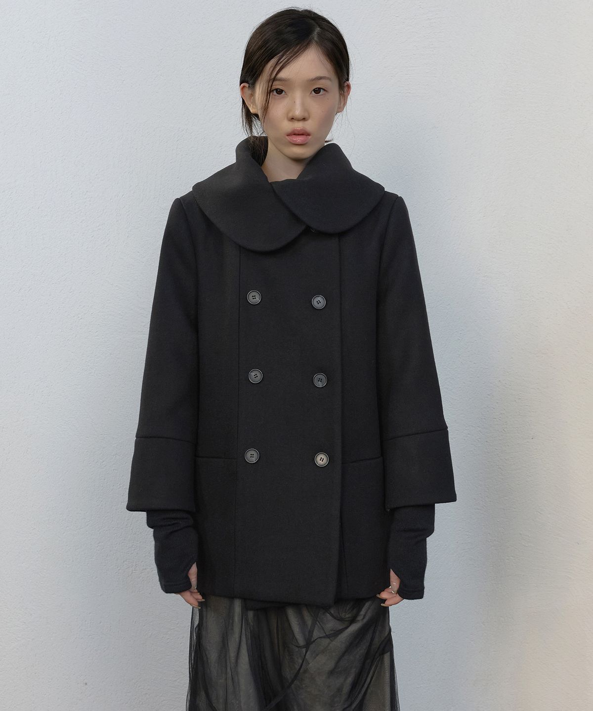 플레어업(FLAREUP) Layered Double Wool Coat (FL-060_Black)