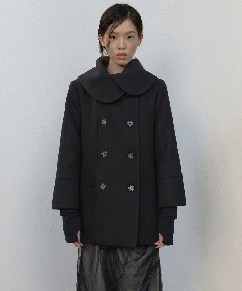 Layered Double Wool Coat (FL-060_Black)