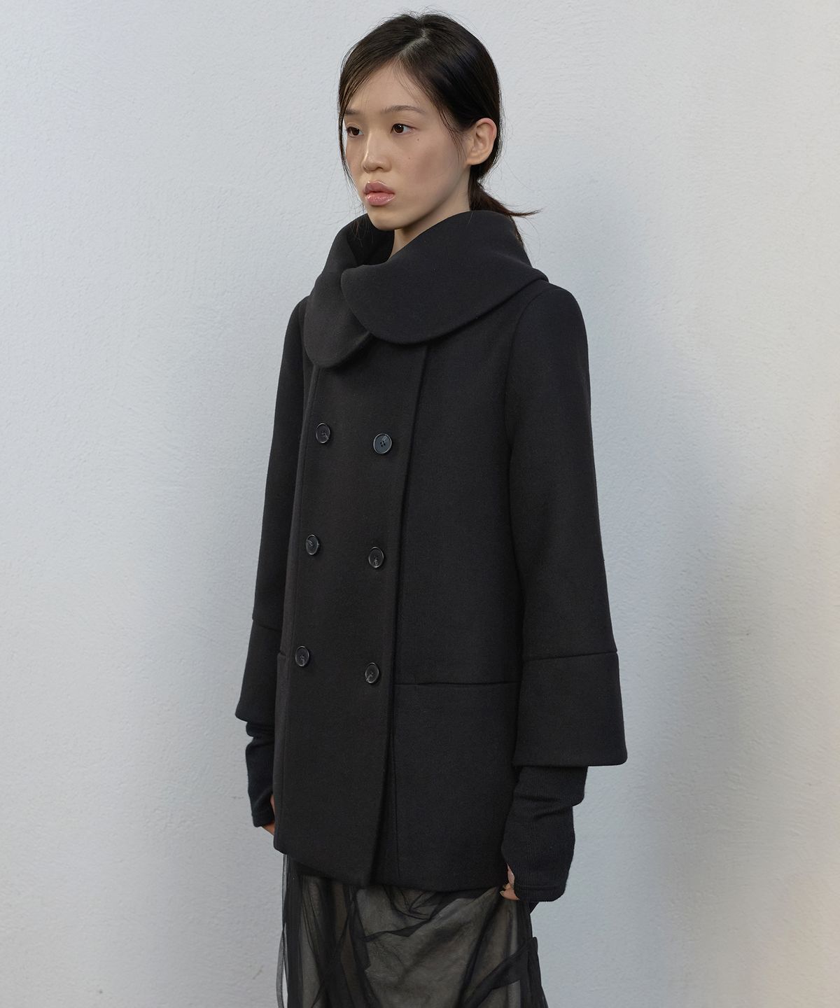 플레어업(FLAREUP) Layered Double Wool Coat (FL-060_Black)