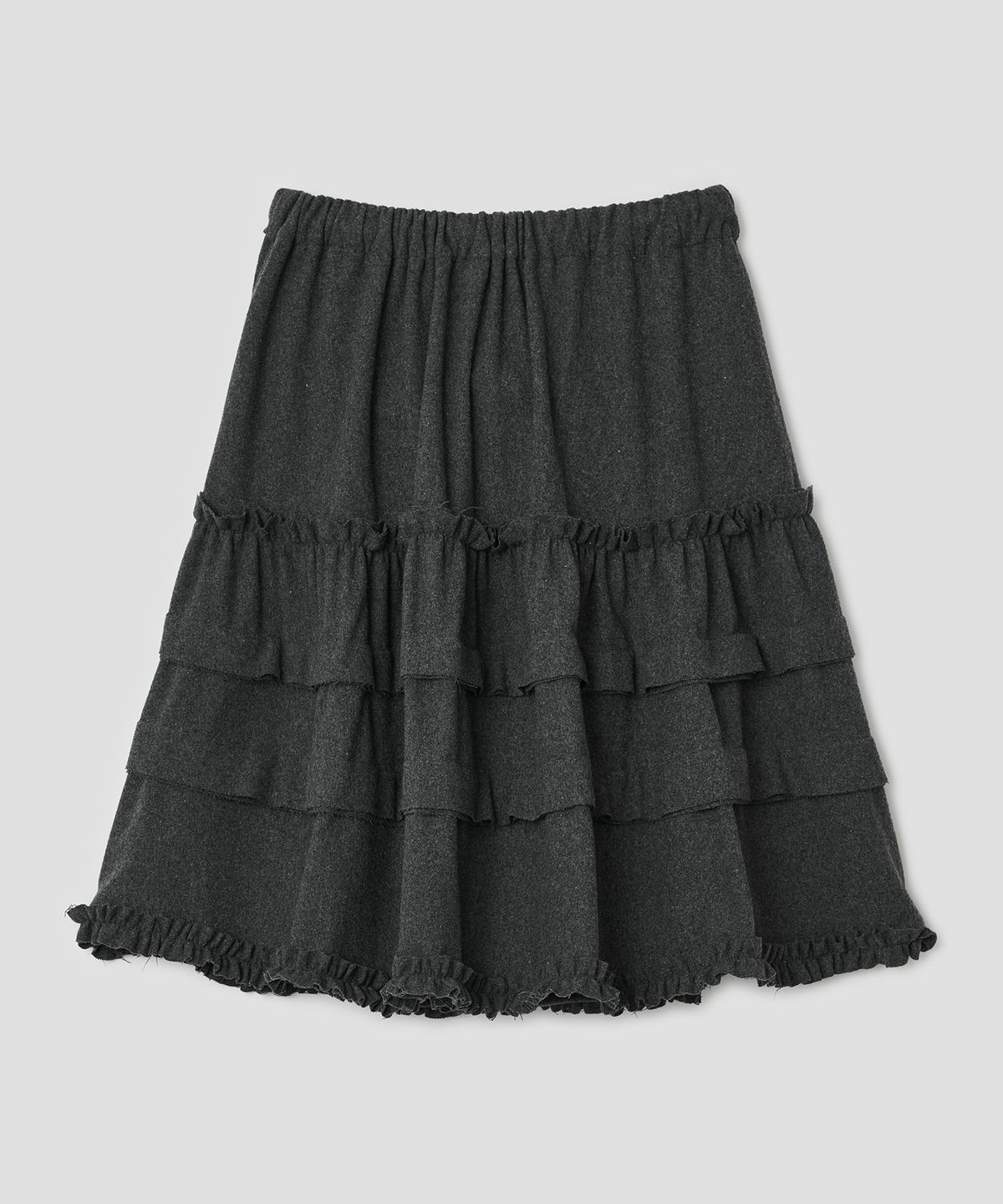 타입서비스(TYPESERVICE) Wool Tiered Ruffle Skirt [Charcoal]