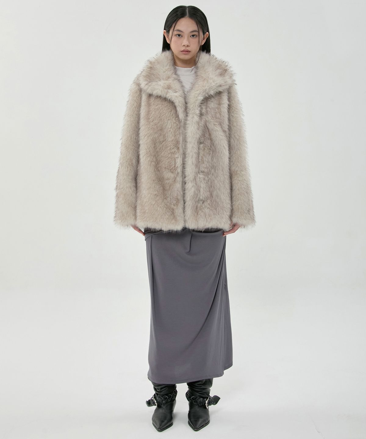 플레어업(FLAREUP) Yua Fur Jacket (FL-063_Ash Beige)