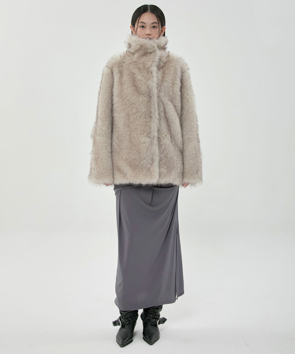 플레어업(FLAREUP) Yua Fur Jacket (FL-063_Ash Beige)