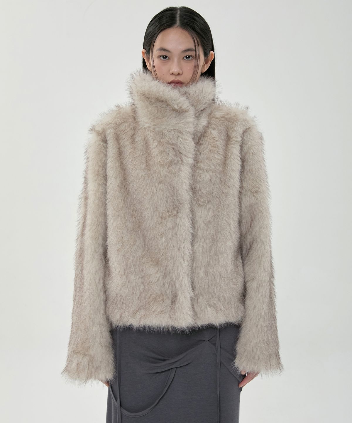플레어업(FLAREUP) Yua Fur Jacket (FL-063_Ash Beige)