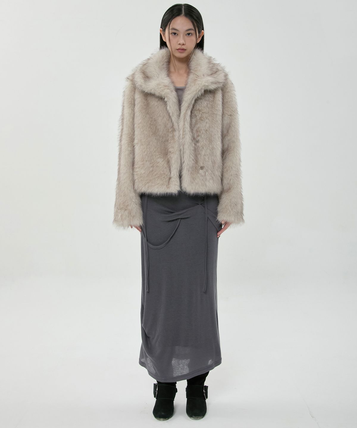 플레어업(FLAREUP) Yua Fur Jacket (FL-063_Ash Beige)