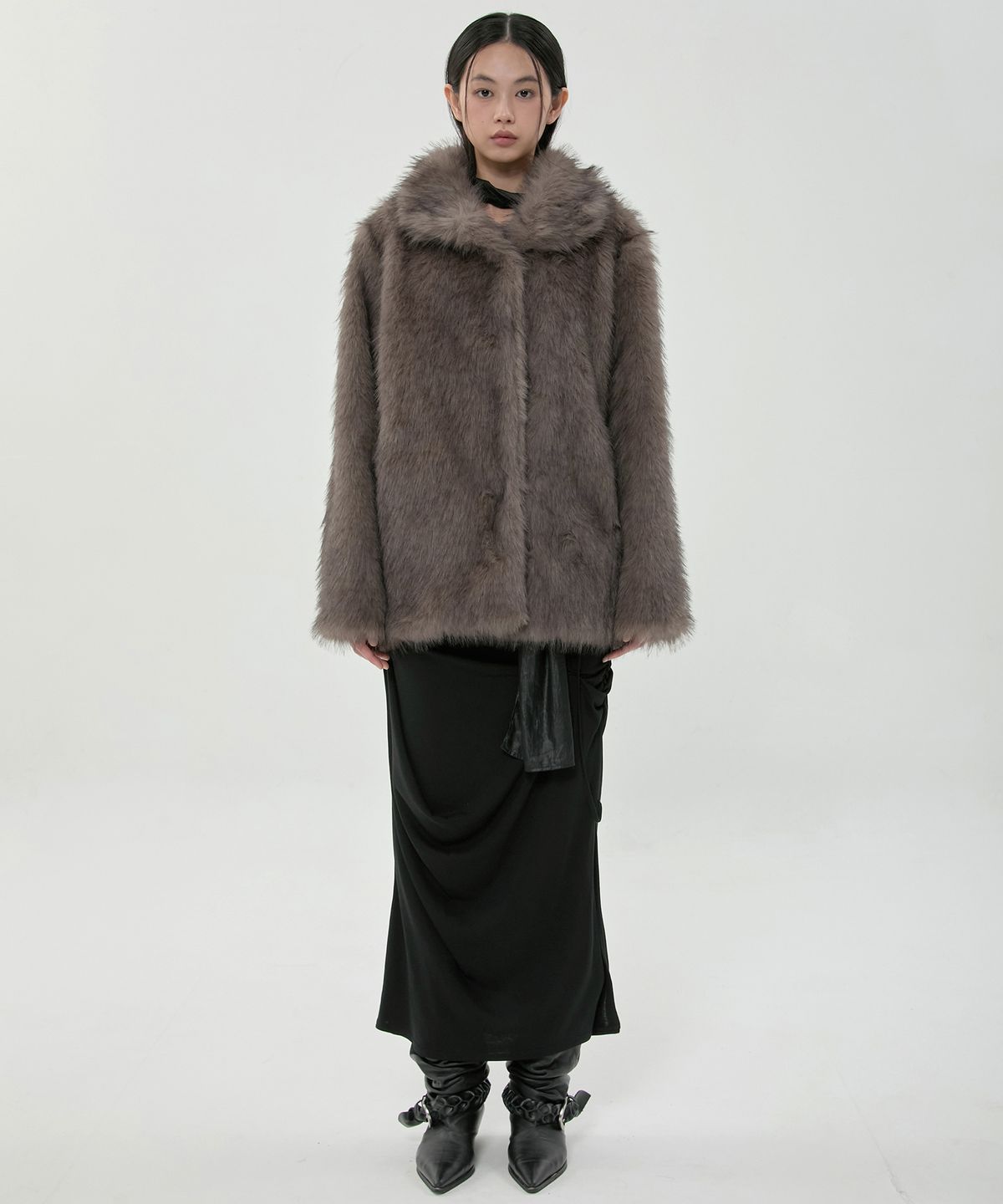 플레어업(FLAREUP) Yua Fur Jacket (FL-063_Faded Charcoal)