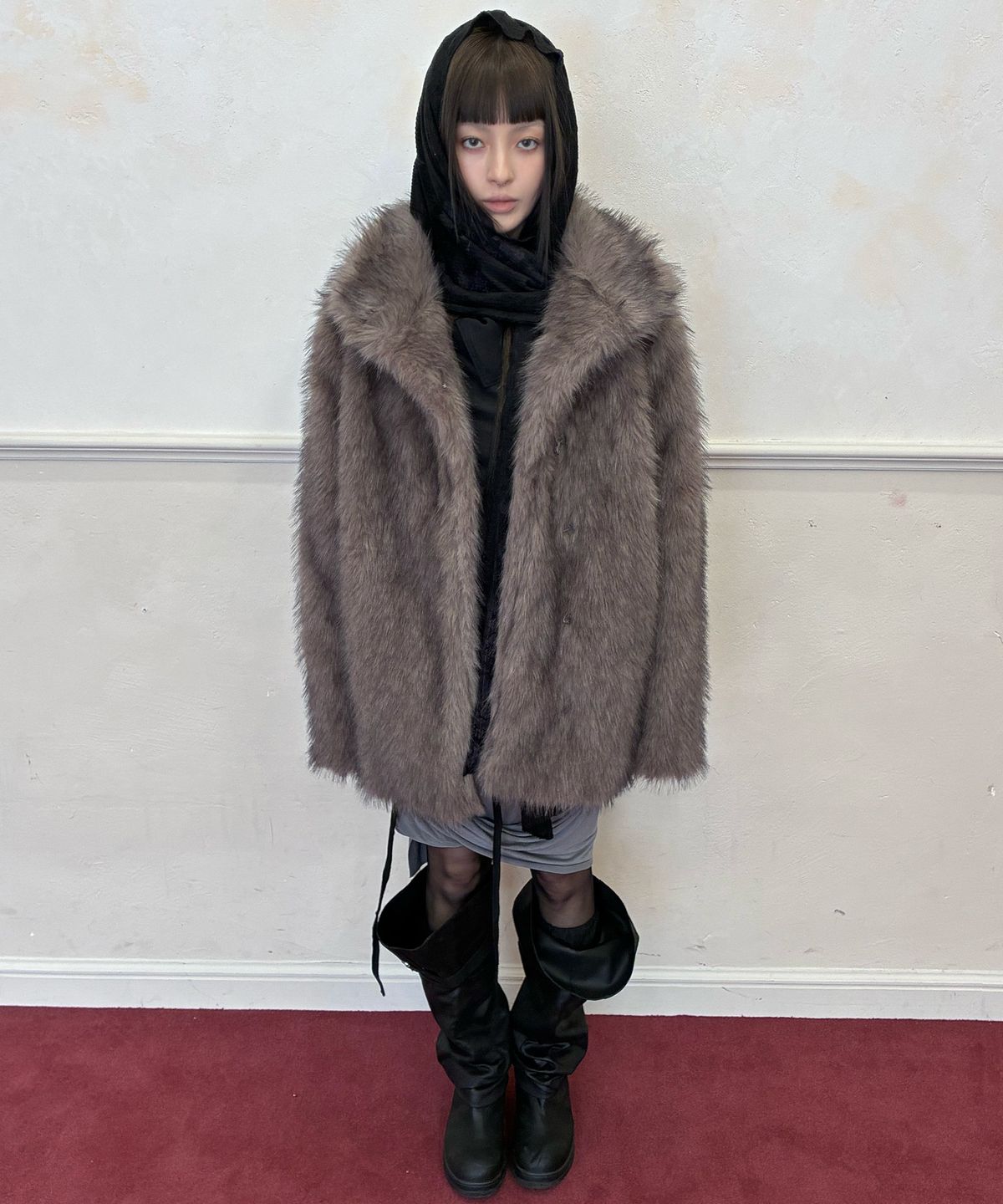 플레어업(FLAREUP) Yua Fur Jacket (FL-063_Faded Charcoal)