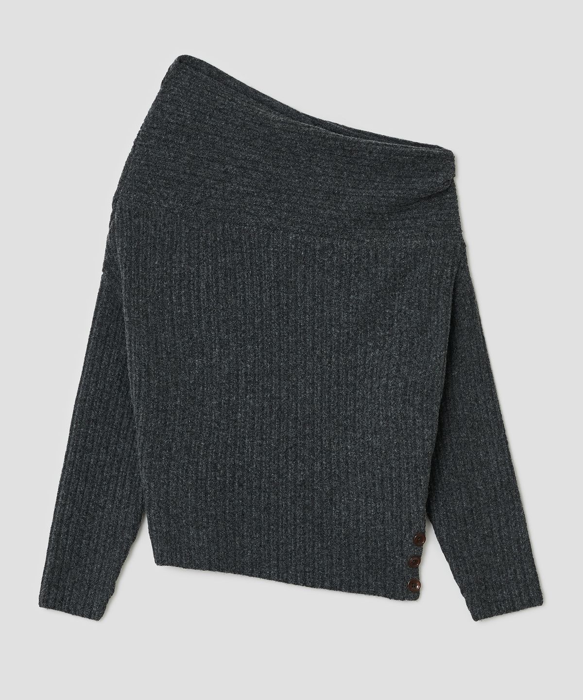 타입서비스(TYPESERVICE) Button Off Shoulder Knit [Charcoal]