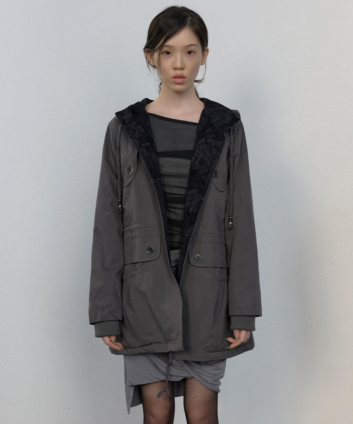 플레어업(FLAREUP) Orb Flap Hooded Parka (FL-064_Charcoal)