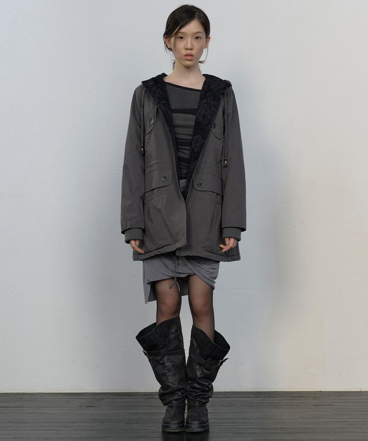 플레어업(FLAREUP) Orb Flap Hooded Parka (FL-064_Charcoal)