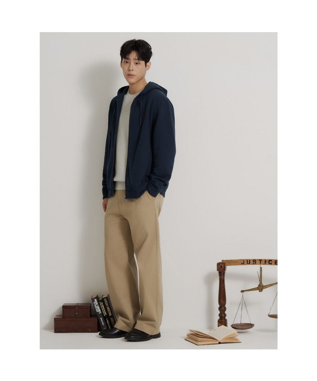 빈폴 멘(BEANPOLE MEN) [Essential] 투웨이 후드 집업 티셔츠  네이비