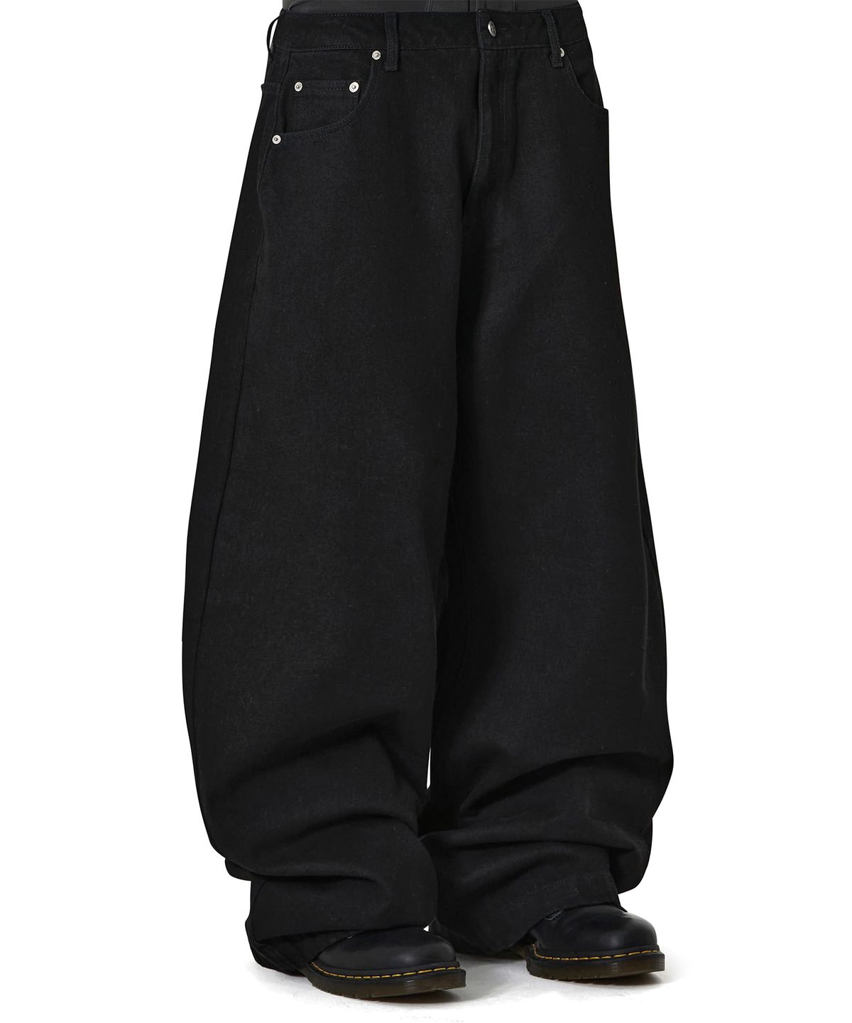 오픈야드(오와이)(OPENYARD(OY)) STARBURST RAW EDGE WIDE VOLUME PANTS - BLACK