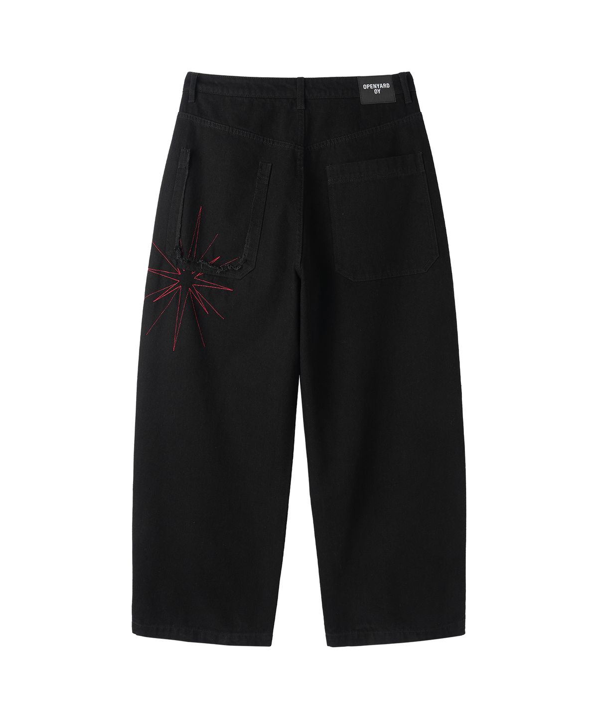 오픈야드(오와이)(OPENYARD(OY)) STARBURST RAW EDGE WIDE VOLUME PANTS - BLACK
