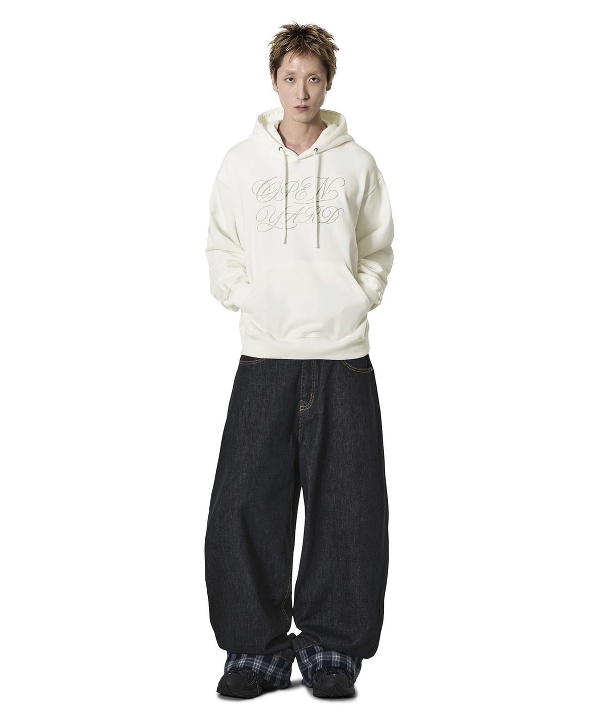 오픈야드(오와이)(OPENYARD(OY)) SCRIPT EAR HOODIE - WHITE