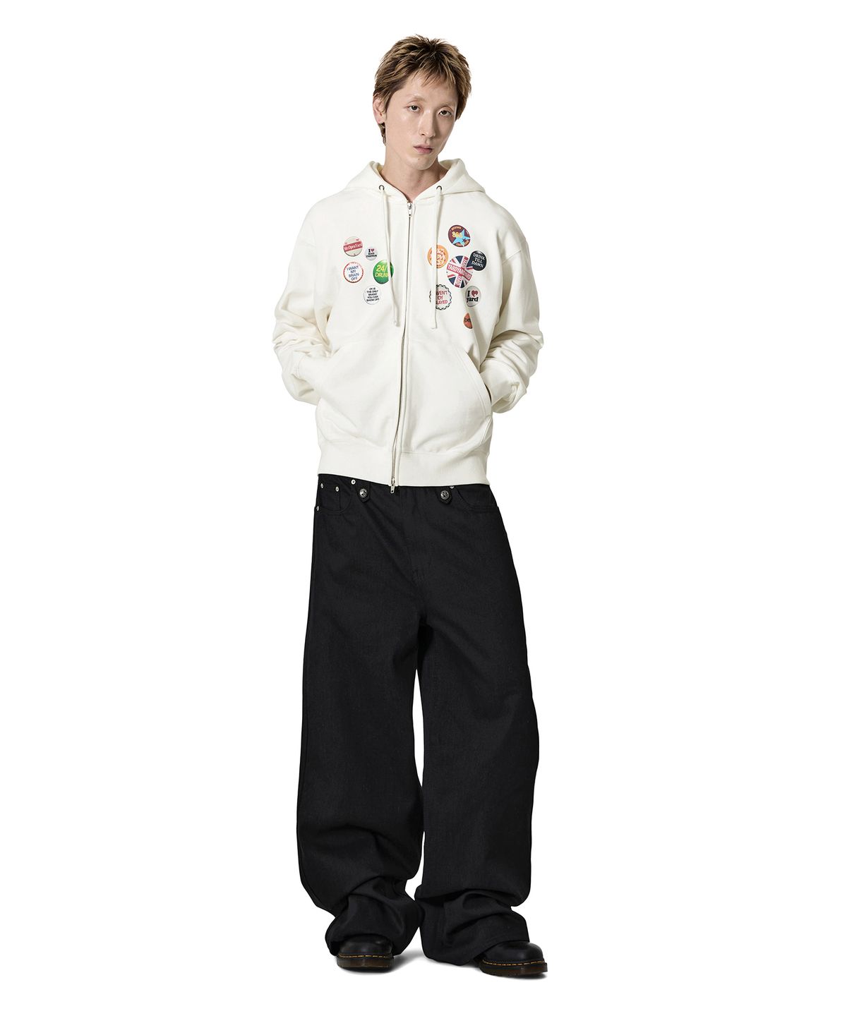 오픈야드(오와이)(OPENYARD(OY)) PINBOARD HOODIE ZIP UP - WHITE