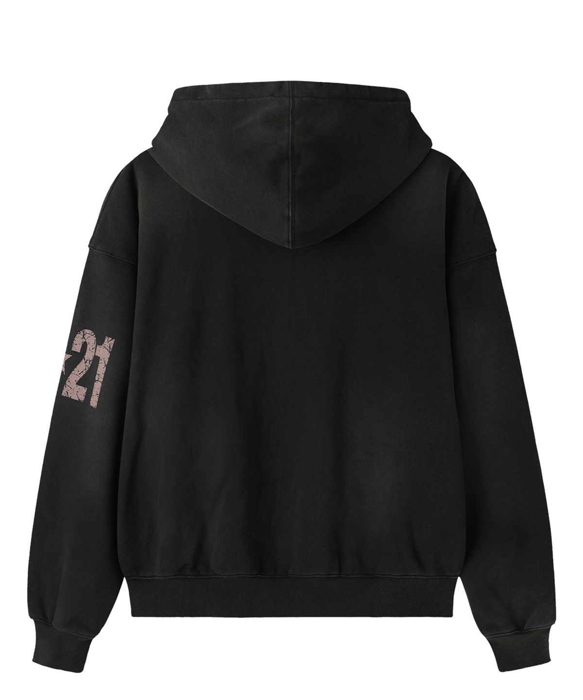 오픈야드(오와이)(OPENYARD(OY)) DISTRESSED COLLAGE WASHED HOODIE ZIP UP - BLACK
