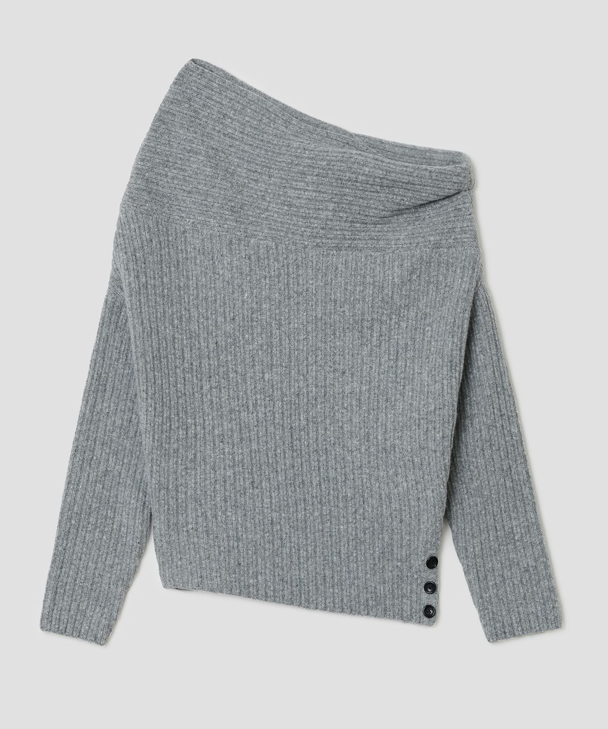 타입서비스(TYPESERVICE) Button Off Shoulder Knit [Gray]
