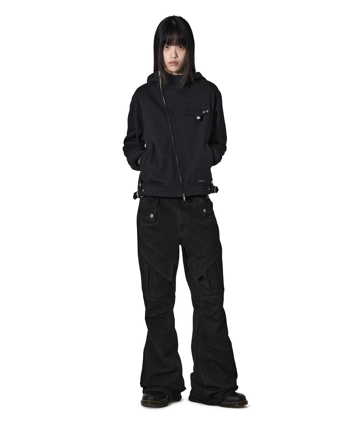 오픈야드(오와이)(OPENYARD(OY)) STRUCTURE HOODIE ZIP UP - BLACK