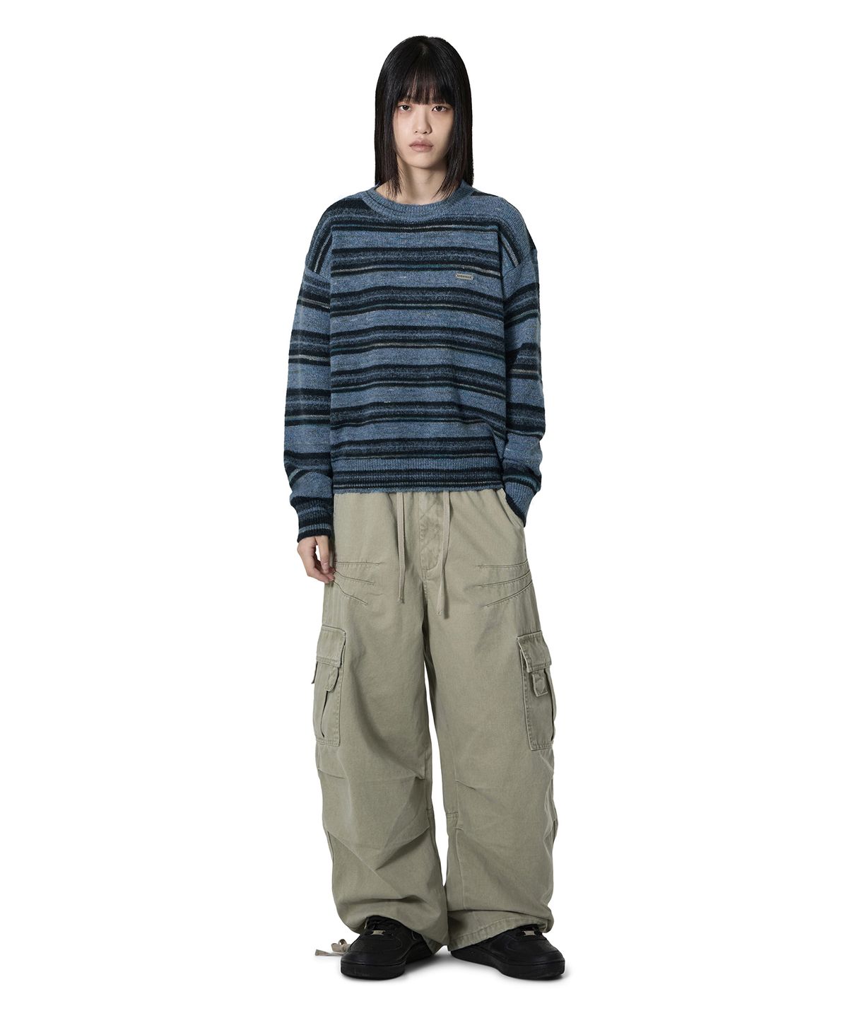 오픈야드(오와이)(OPENYARD(OY)) BRUSH STRIPE KNIT - BLUE