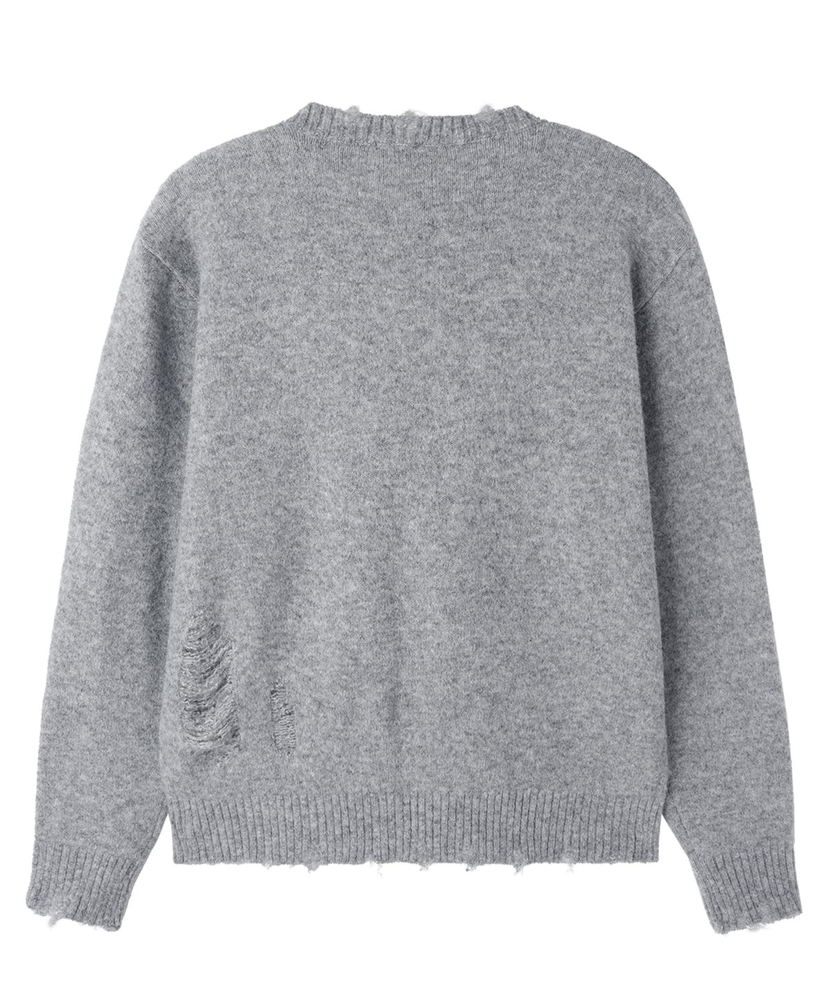 오픈야드(오와이)(OPENYARD(OY)) DISTRESSED V NECK KNIT - GREY