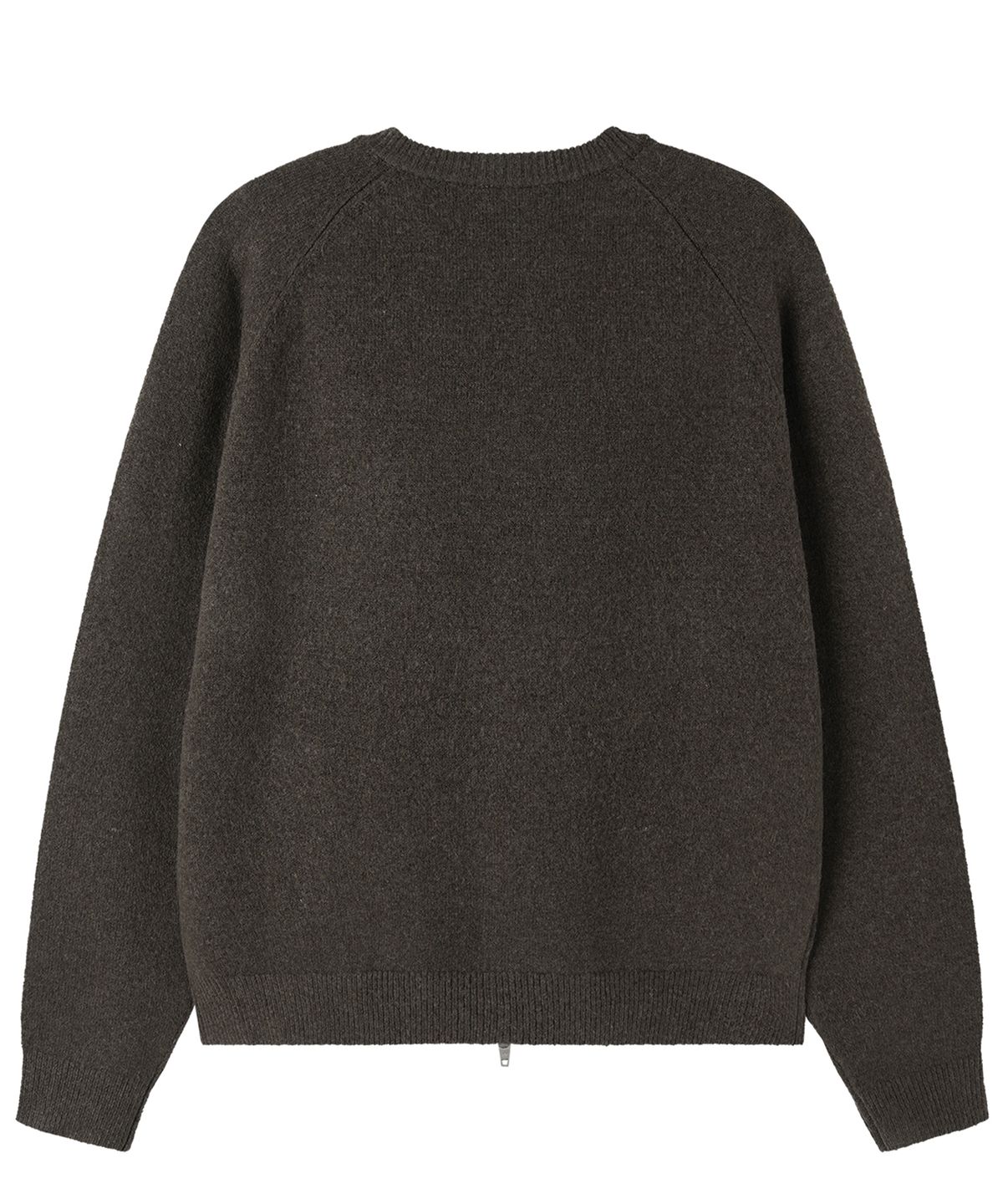 오픈야드(오와이)(OPENYARD(OY)) METAL LOGO ZIP CARDIGAN - DARK BROWN