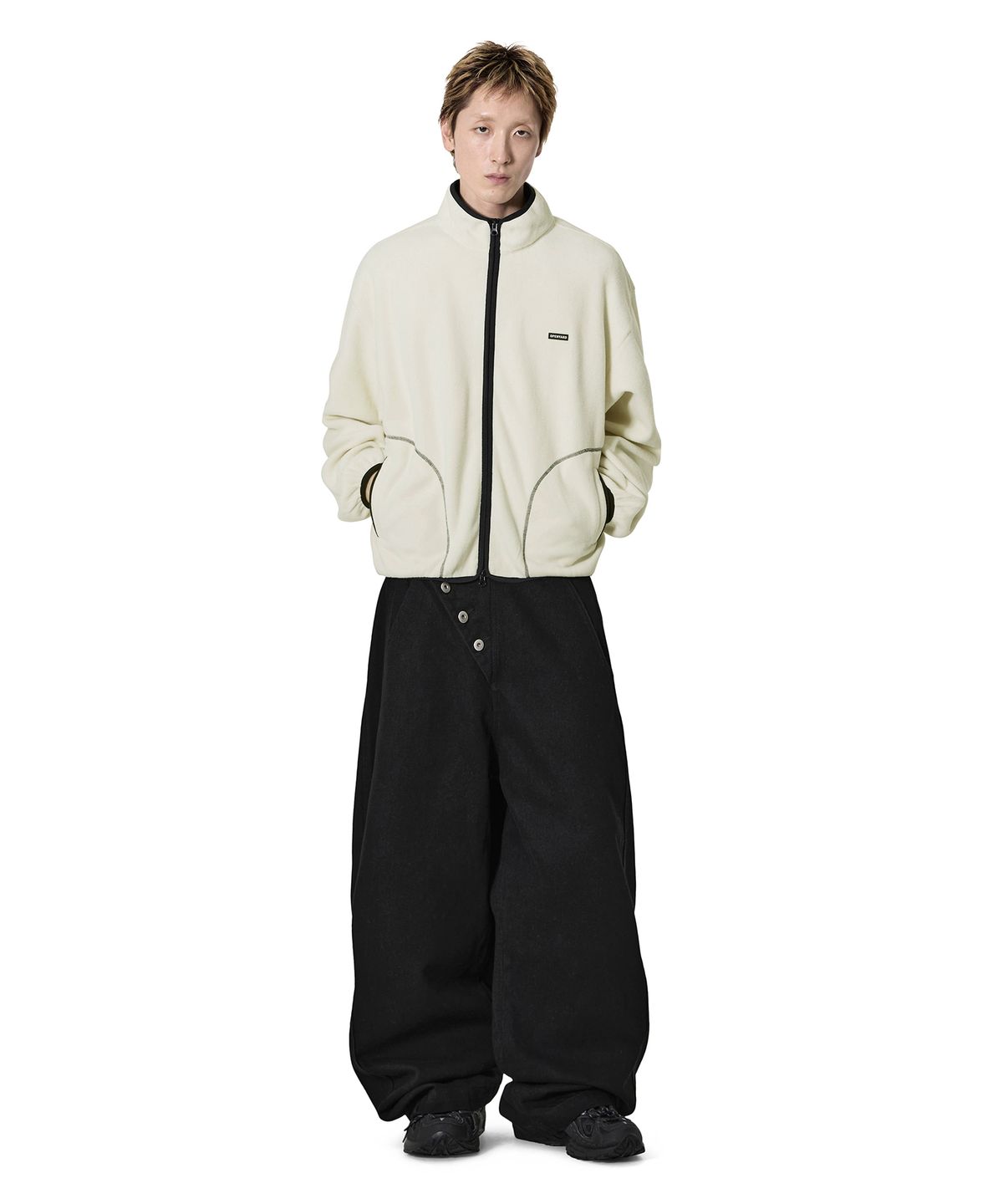 오픈야드(오와이)(OPENYARD(OY)) CURVED POCKET FLEECE JACKET - IVORY