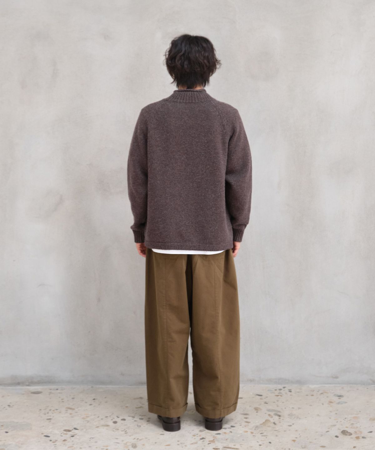 홀리선(HORLISUN) Fjord Roll Neck Pocket Knit Melange Brown