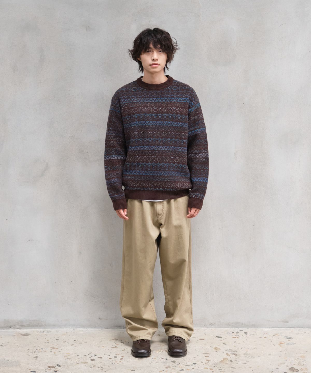 홀리선(HORLISUN) Aurora Space-dyed yarn Crewneck Knit Sea Salt Chocolate