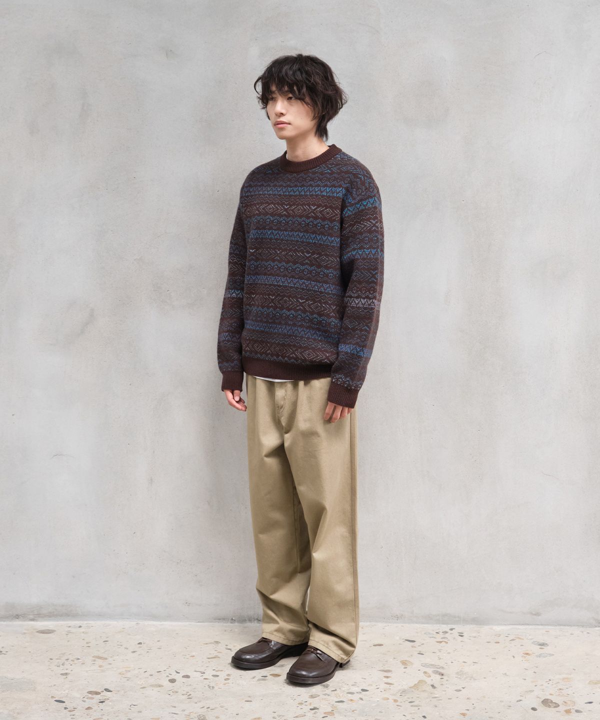 홀리선(HORLISUN) Aurora Space-dyed yarn Crewneck Knit Sea Salt Chocolate