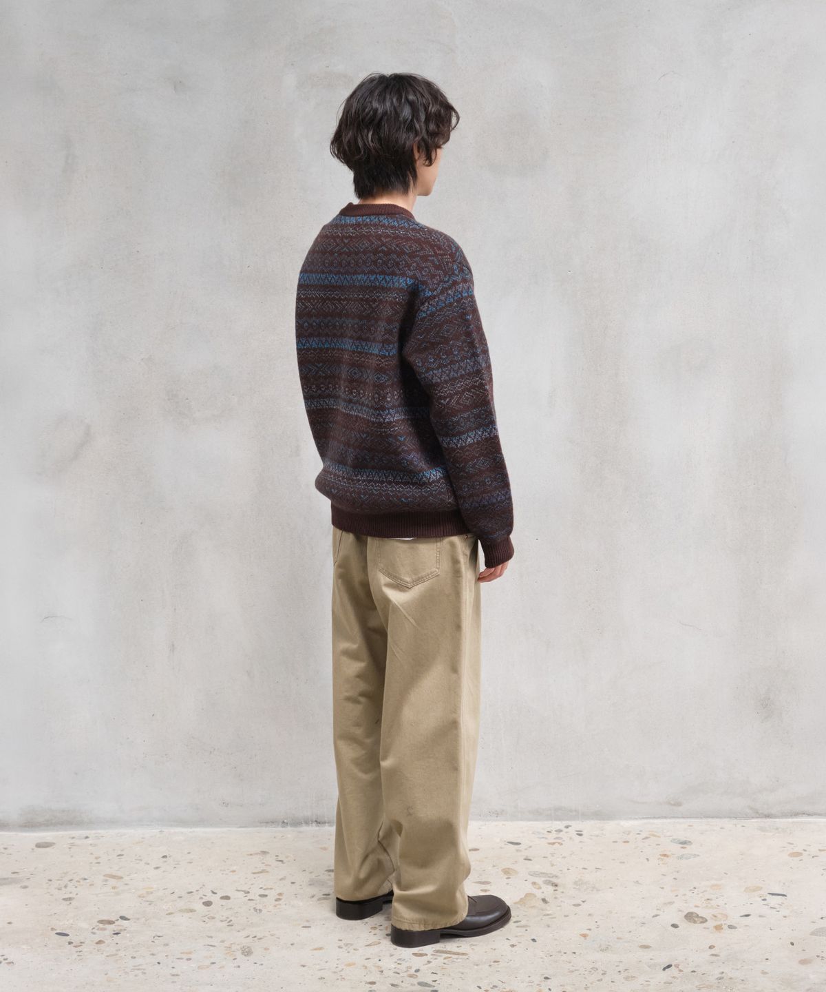 홀리선(HORLISUN) Aurora Space-dyed yarn Crewneck Knit Sea Salt Chocolate